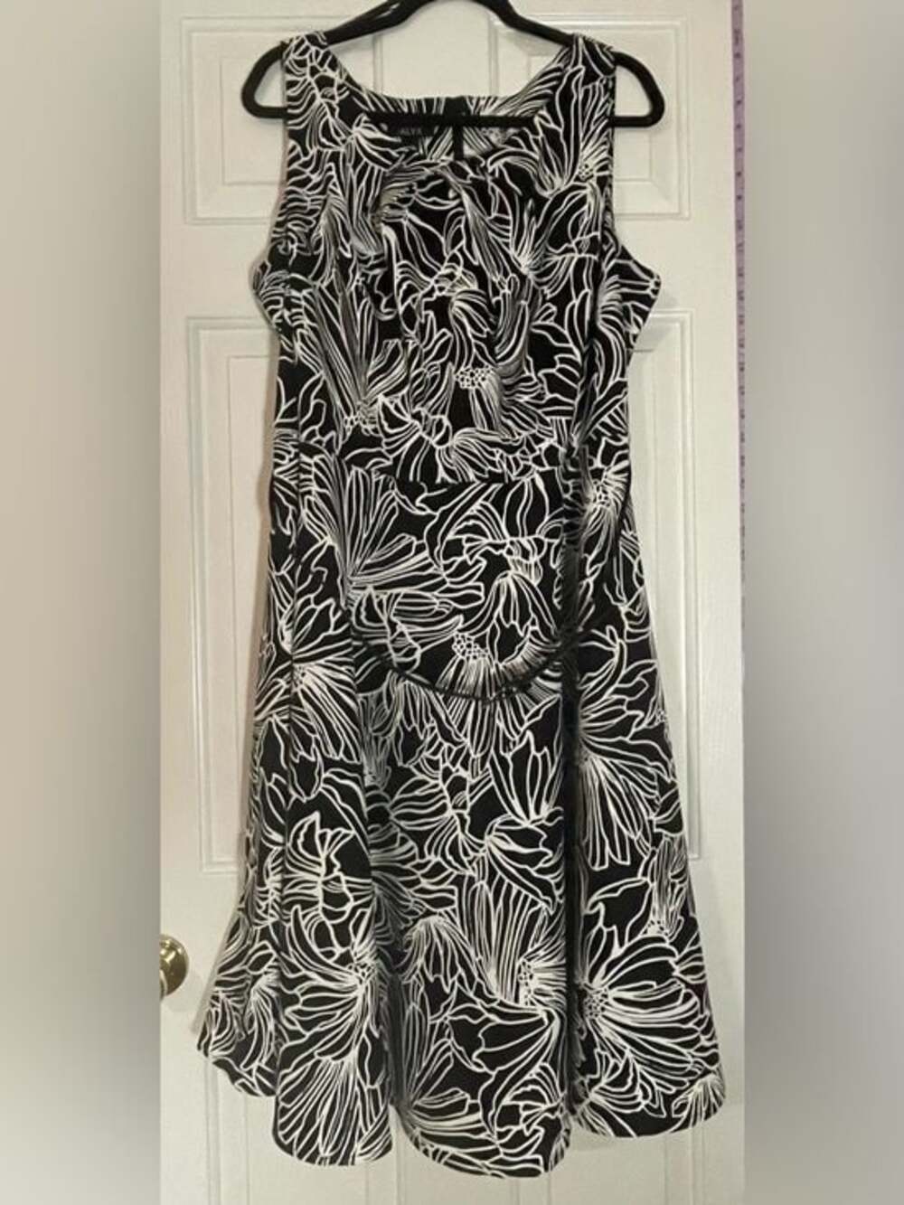 Alyx Black Dress with White Floral Outline